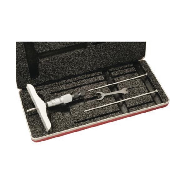 Starrett® 445BZ-3RL Mechanical Depth Micrometer With 4 in Base, 0 to 3 in, Graduations: 0.001 in, Satin Chrome